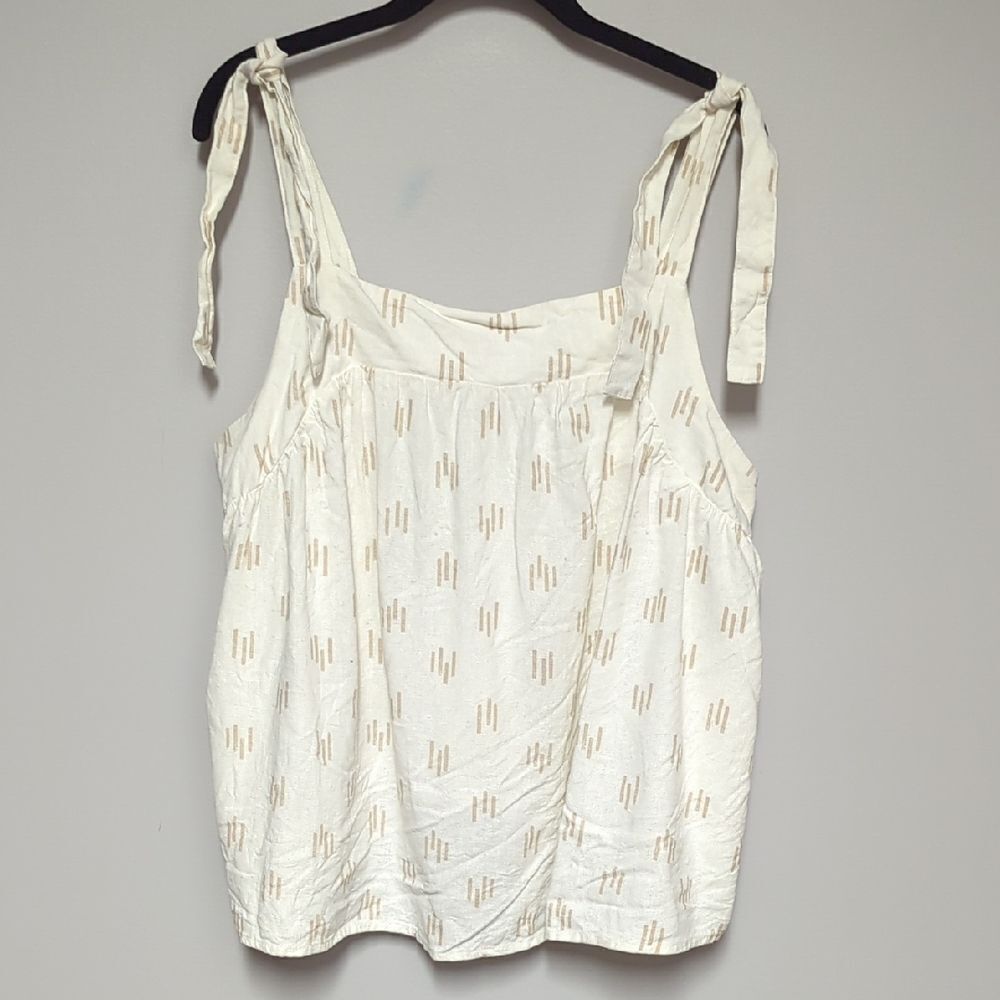 Sonoma White Relaxed Sleeveless Tank Top with Tie Front